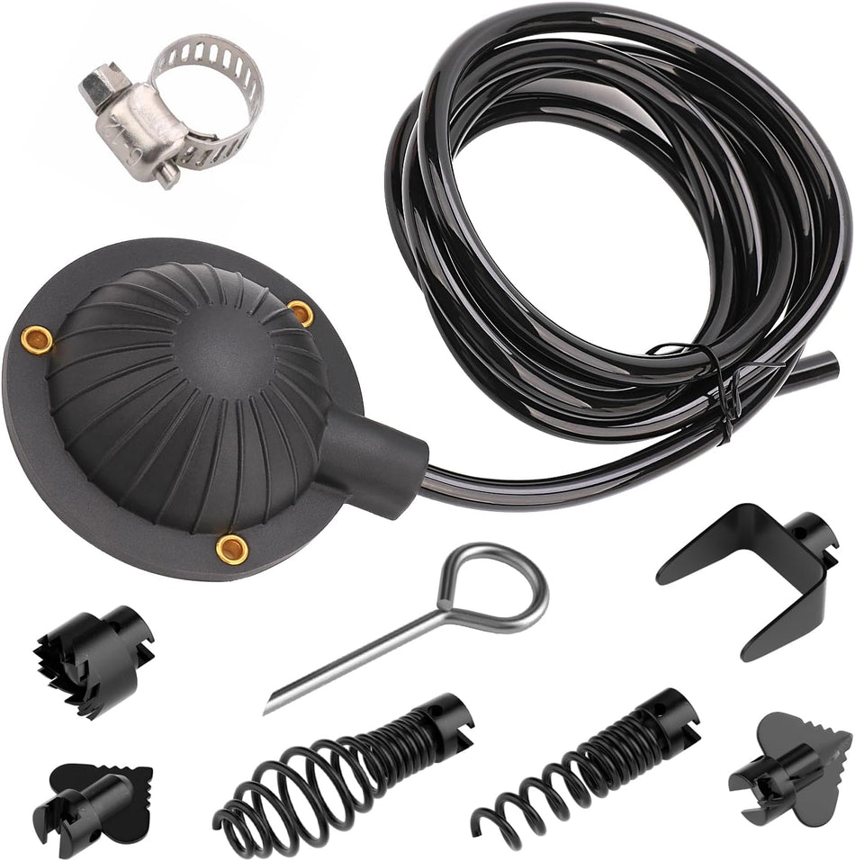 Juego de pedal de aire + cabezal de corte, interruptor de pedal con manguera de 8', cabezal de corte con bloqueo automático de resorte de acero de 16 mm, para máquinas de limpieza de desagües, reemplaza a Ridgid K-400, K-380, K-3800, K-7500, Spartan 