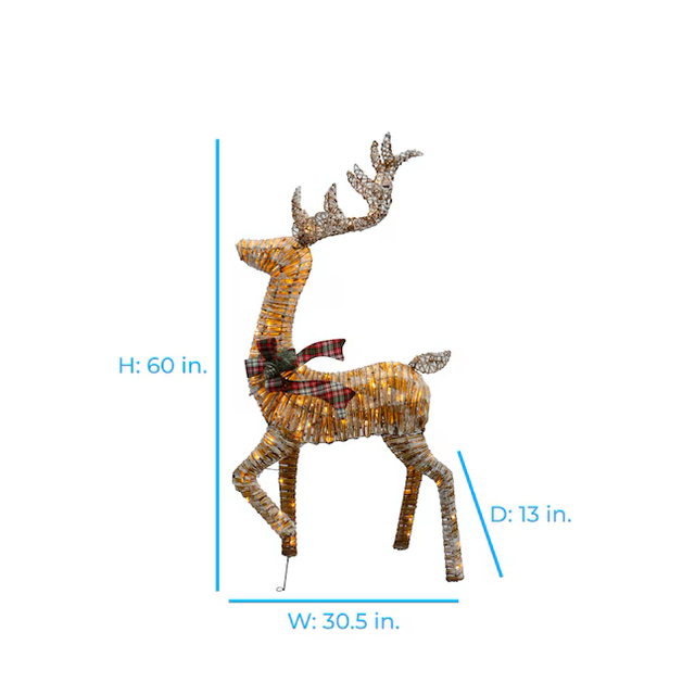 Holiday Living 5-ft LED Rattan Buck Decoration