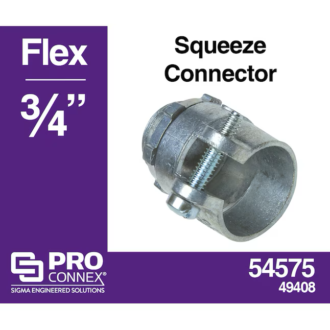 Sigma ProConnex 3/4-in Flexible Die Cast Zinc Squeeze Connector Conduit Fittings