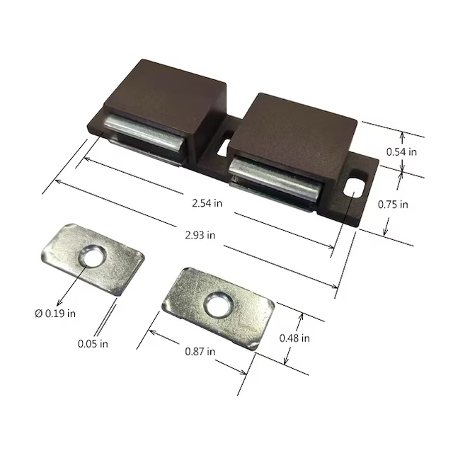 Pestillo magnético para gabinete RELIABILT de 73 mm, color marrón