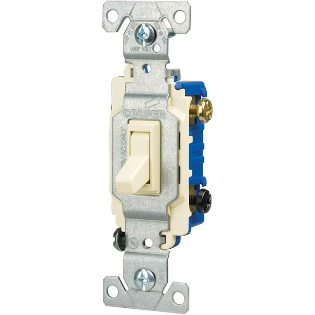 Eaton 15-Amp 3-Way Toggle Light Switch, Light Almond