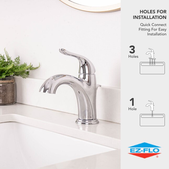 EZ-FLO Impressions Chrome 4-in centerset 1-handle WaterSense Bathroom Sink Faucet with Drain and Deck Plate