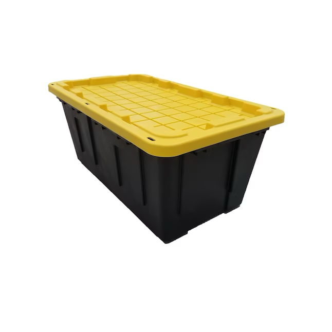 Project Source Commander X-large 40-Gallons (160-Quart) Black/Yellow Heavy Duty Tote with Standard Snap Lid