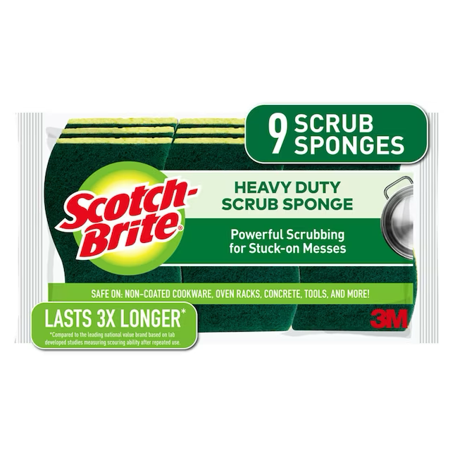 Esponja de celulosa resistente Scotch-Brite con estropajo (paquete de 9)