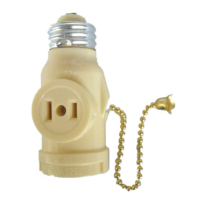 Project Source 660-Watt Off-white Medium Light Socket Adapter with Pull Chain