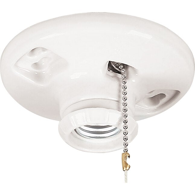 Eaton 660-Watt Porcelain Pull Chain Ceiling Socket, White