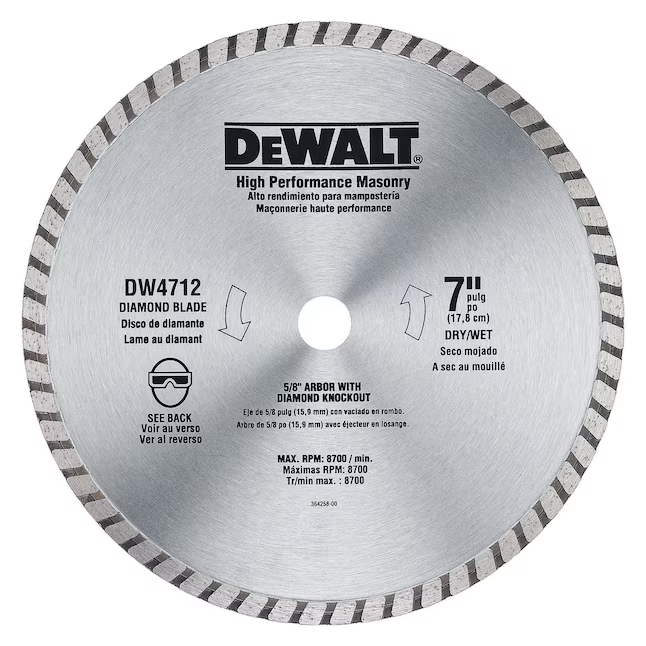 Muela abrasiva de diamante DEWALT de 7 pulgadas