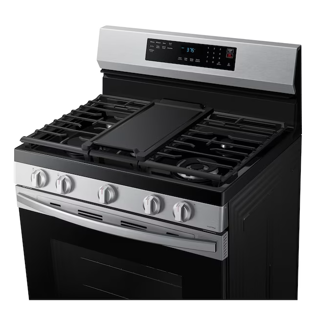 Samsung 30-in 5 Burners 6-cu ft Self-cleaning Air Fry Freestanding Smart Natural Gas Range (Fingerprint Resistant Stainless Steel)