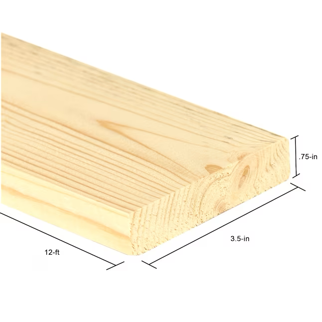 RELIABILT Tablero de madera blanca sin terminar de 1 pulg. x 4 pulg. x 12 pies 