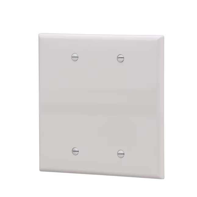 Eaton 2-Gang Midsize White Polycarbonate Indoor Blank Wall Plate