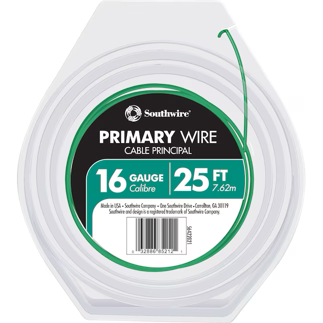 Cable primario Gpt verde trenzado 16 AWG de 25 pies Southwire