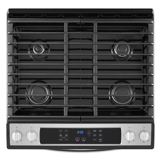 Whirlpool 30-in 4 Burners 5-cu ft Self-cleaning Slide-in Natural Gas Range (Fingerprint Resistant Stainless Steel)