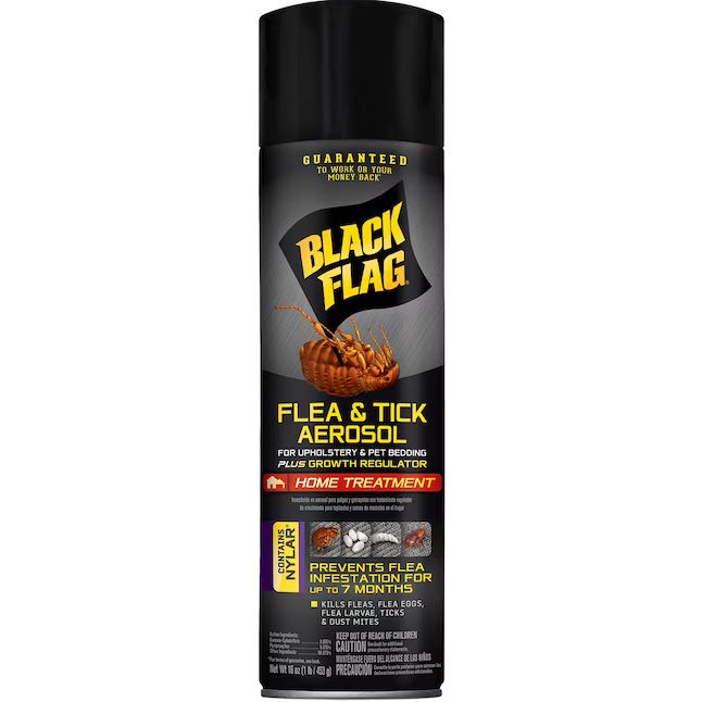 BLACK FLAG 16 oz Floh- und Zeckenmittel für Polstermöbel und Tierbetten, Flohkiller-Aerosol