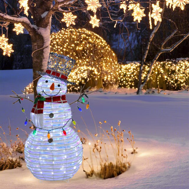 Holiday Living 4-ft LED White Rattan Snowman Decoration