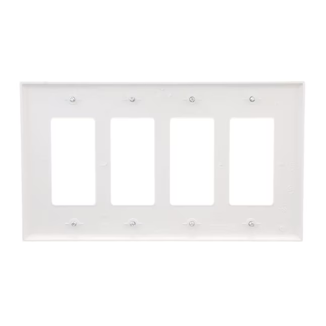 Eaton 4-Gang Midsize White Polycarbonate Indoor Decorator Wall Plate