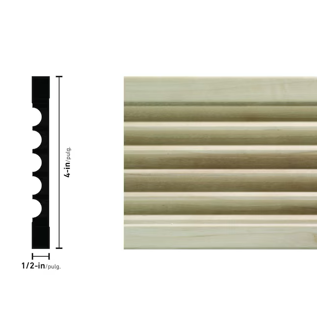 Zierleisten 1/2 Zoll x 4 Zoll x 7 Fuß unbehandeltes weißes Hartholz 1644 Gehäuse