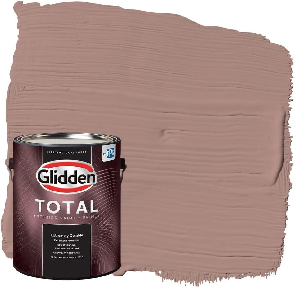 Glidden Total Exterior Pintura e imprimador semibrillante, Bedford Brown