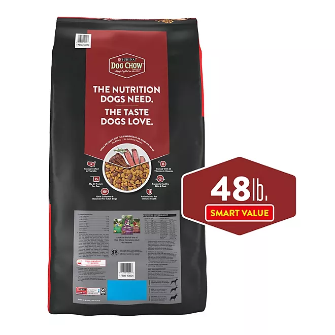 Purina Dog Chow Alimento seco completo para perros adultos, sabor a carne, 48 lbs.