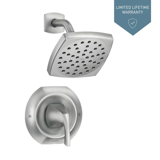 Moen Lindor Spot Resist Brushed Nickel 1-handle Single Function Square Shower Faucet Valve Included