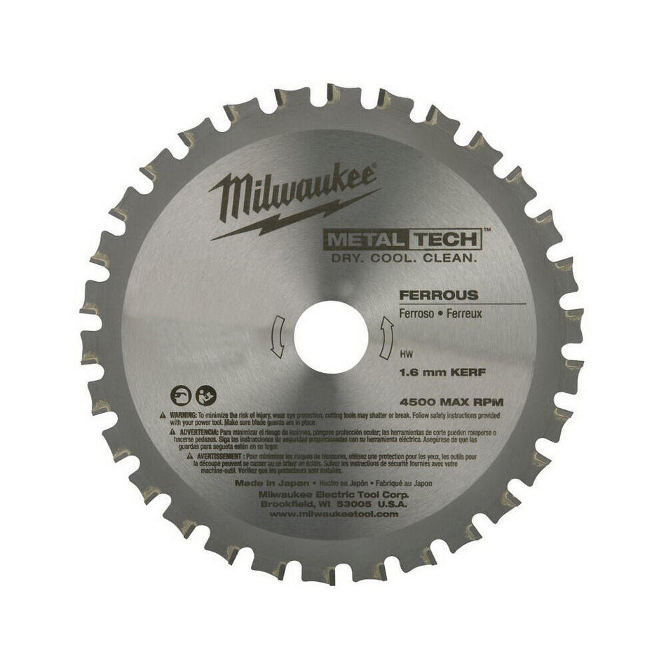 Hoja de sierra circular para metales ferrosos Milwaukee 5-3/8" 30T 