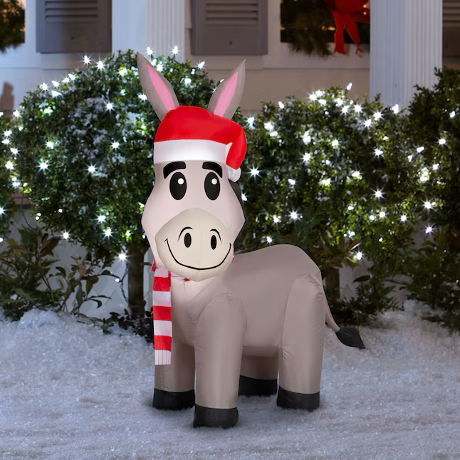 Holiday Living 4-ft LED Donkey with Santa Hat Christmas Inflatable