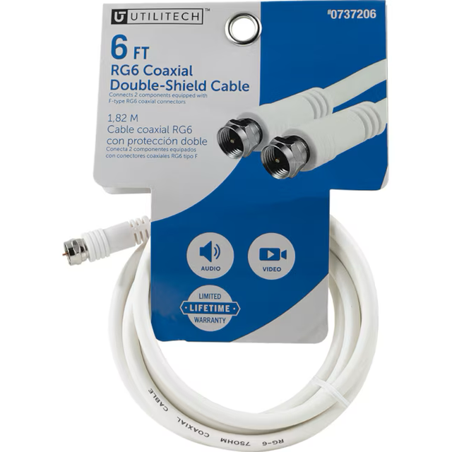 Utilitech 6-ft Rg6 White Coaxial Cable