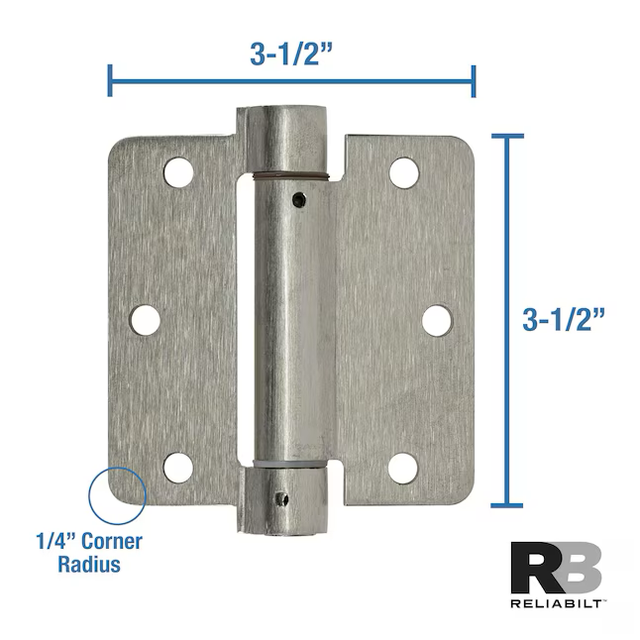 Bisagra para puerta interior embutida de níquel satinado RELIABILT de 3-1/2 pulg. de alto x 1/4 pulg. de radio