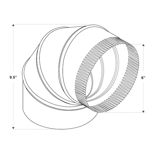 IMPERIAL 6-in 30 Gauge Galvanized Steel Round Adjustable 90 Degree Duct Elbow