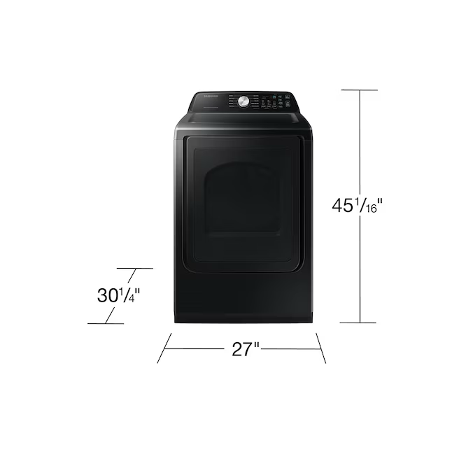 Secadora eléctrica inteligente Samsung de 7.4 pies cúbicos (negro cepillado)