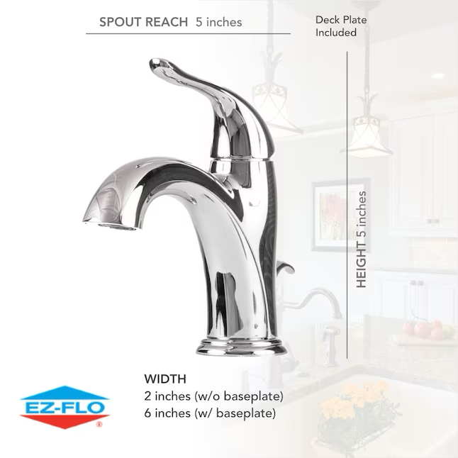 EZ-FLO Impressions Chrome 4-in centerset 1-handle WaterSense Bathroom Sink Faucet with Drain and Deck Plate