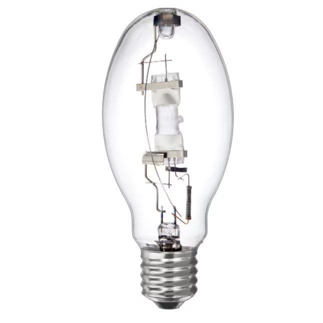 Bombilla de halogenuros metálicos GE EQ ED28 de 175 vatios con base Mogul (e-39) y luz blanca fría