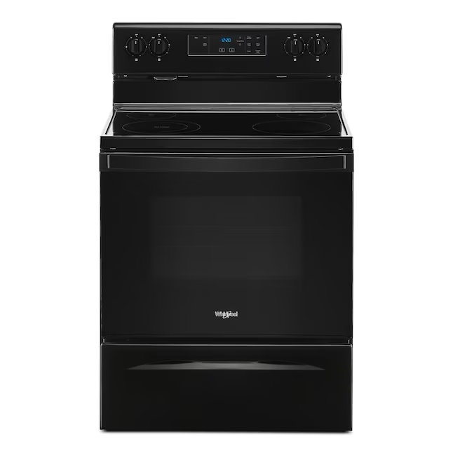 Whirlpool 30-in Glass Top 4 Burners 5.3-cu ft Freestanding Electric Range (Black)