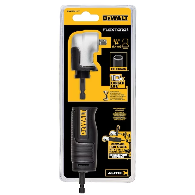 DEWALT Accesorio de taladro de ángulo recto FlexTorq modular 2 en 1 cuadrado de 1/4