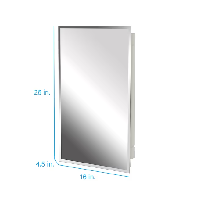 Project Source 16-in x 26-in Surface/Recessed Mount Frameless Mirrored Medicine Cabinet