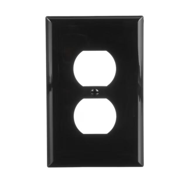 Eaton 1-Gang Midsize Black Polycarbonate Indoor Duplex Wall Plate