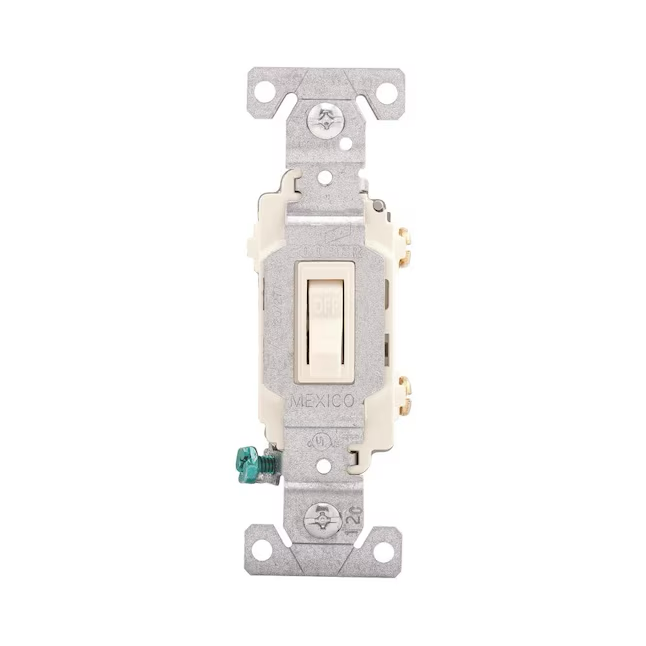 Eaton 15-Amp Single-Pole Toggle Light Switch, Light Almond