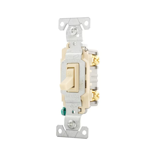 Eaton 15-Amp Single-Pole Toggle Light Switch, Ivory