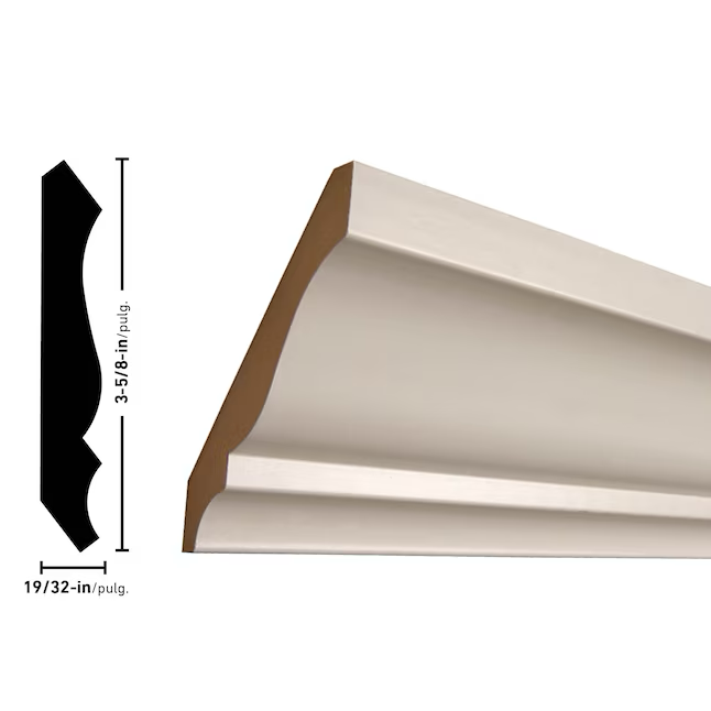 Moldura de corona L 49 de MDF imprimado de 8 pies RELIABILT 