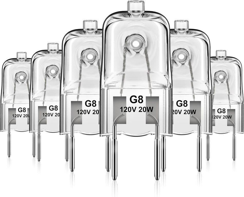 Bombilla halógena SABER SELECT G8 con base de dos clavijas (blanco cálido, paquete de 6)