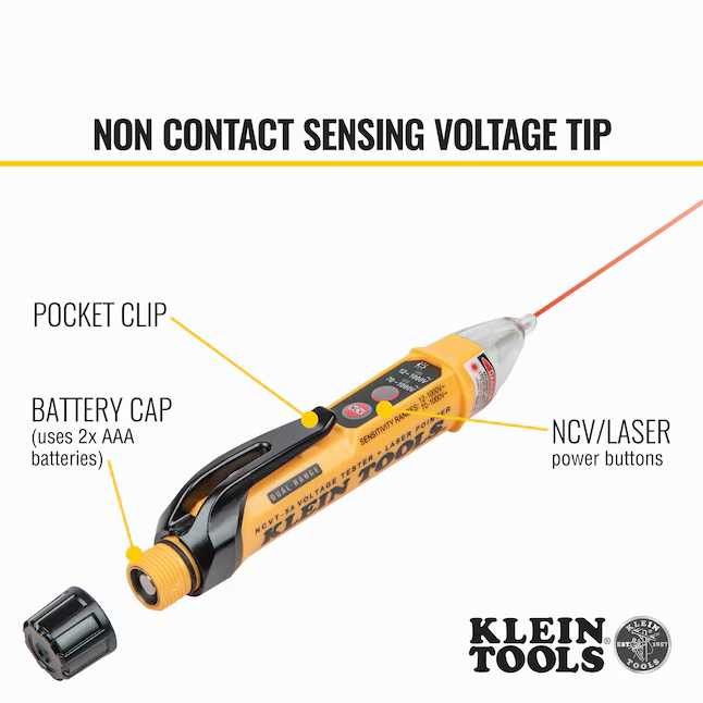 Probador de voltaje con pantalla LED NCVT de Klein Tools, 1000 voltios