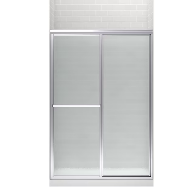 Sterling Deluxe Silver 43-in to 48-in W x 70-in H Framed Sliding Shower Door