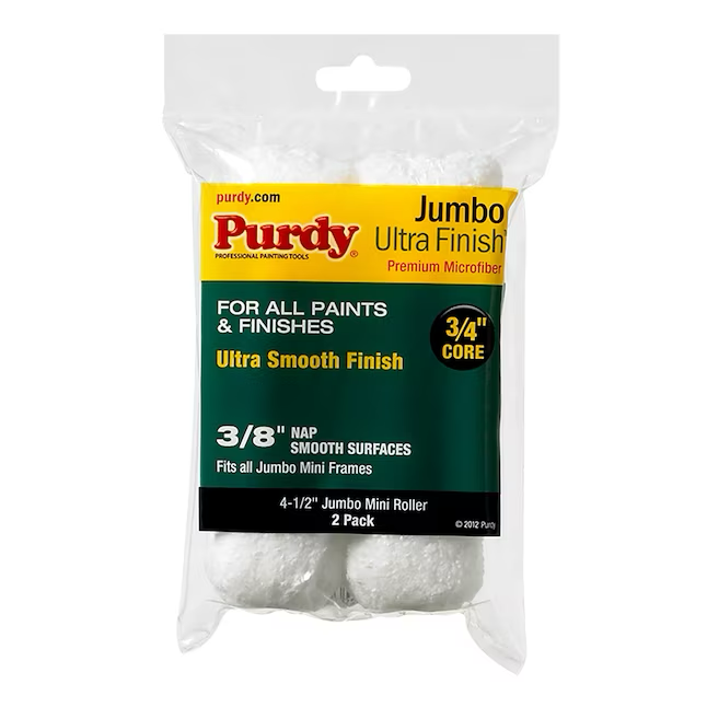 Purdy Ultra Finish, paquete de 2 fundas para rodillo de pintura de microfibra tejida Nap de 4,5 x 3/8 pulgadas