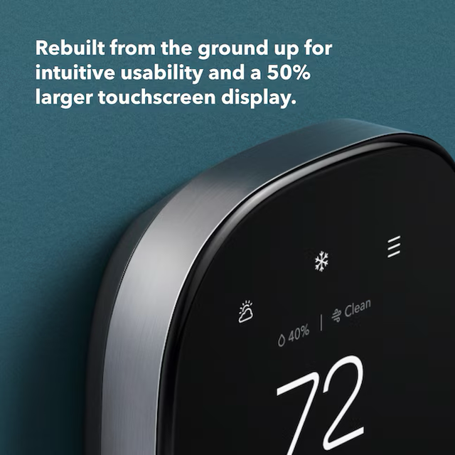 Termostato y sensor de ambiente ecobee Premium Black con compatibilidad Wi-Fi