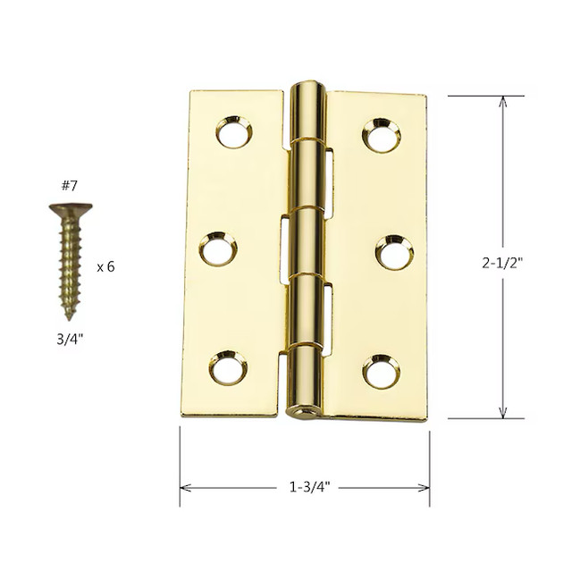 Bisagra para puerta interior/exterior embutida dorada RELIABILT de 2-1/2 in de alto (paquete de 2)