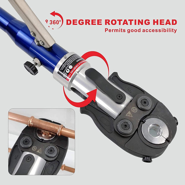 IBOSAD Copper Tube Fittings Hydraulic Pipe Crimping Tool with 1/2 inch,3/4 inch and 1 inch Jaw Copper Pipe Propress Crimpers Pressing Pliers