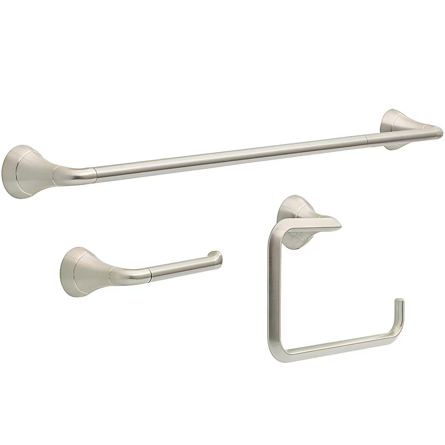 Delta 3-teiliges Eldren Spotshield Badezimmer-Hardware-Set aus gebürstetem Nickel mit Handtuchstange, Toilettenpapierhalter und Handtuchring