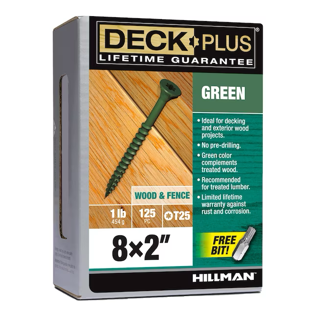 Deck Plus Tornillos para terrazas de madera a madera #8 x 2 pulgadas (125 por caja)