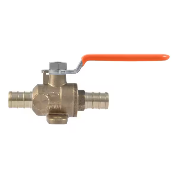 SharkBite 1/2 in. Brass Crimp Ball Valve with Mounting Tab and Drain Vent