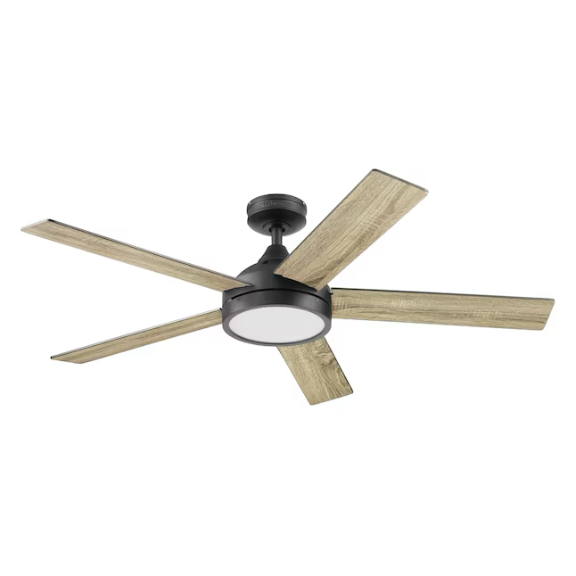 Harbor Breeze Camden 52-in Matte Black Indoor Ceiling Fan with Light and Remote (5-Blade)