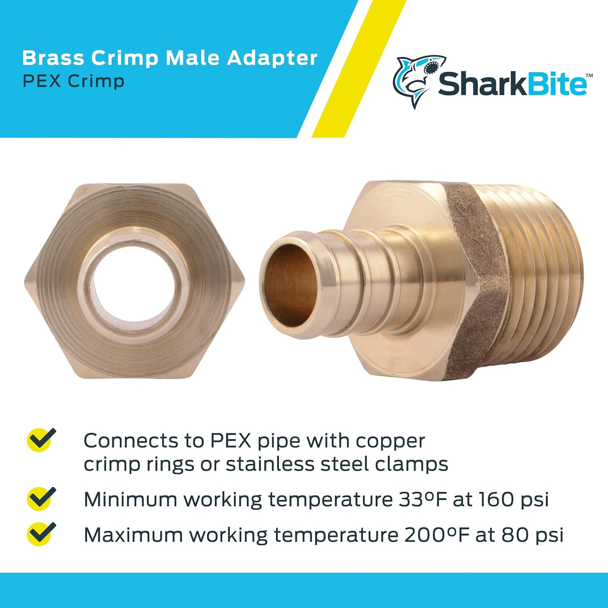 SharkBite 1 in. x 3/4 in. MNPT Brass Crimp Male Connector